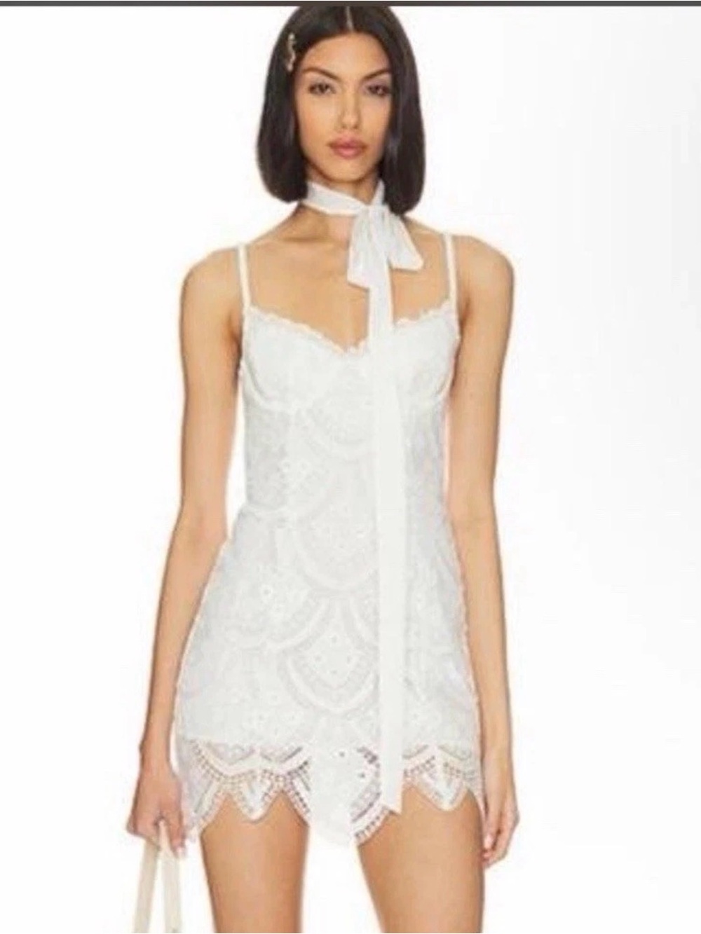 For Love & Lemons Sandra White Lace Mini Dress XS
